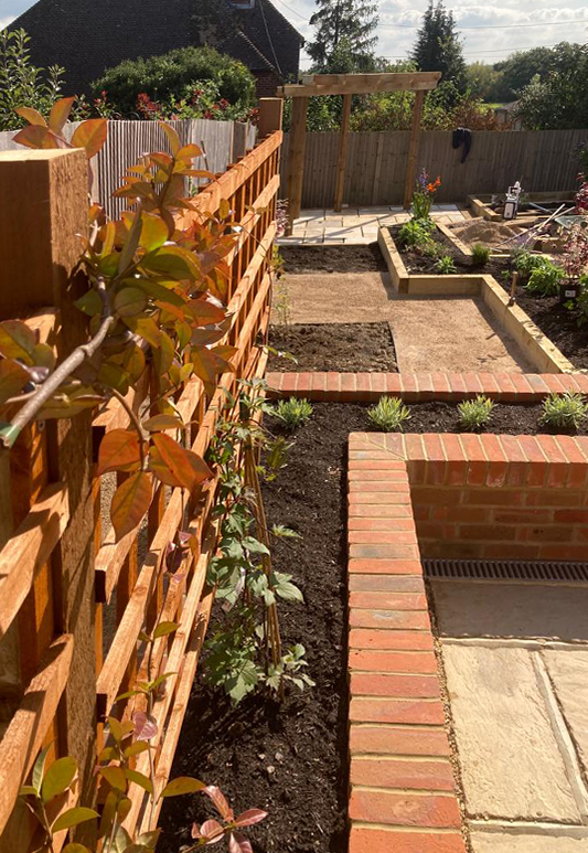 Raised brick planters